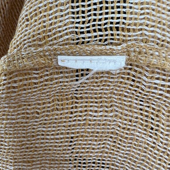 J. Jill Pure Jill Linen Tan Open-Knit 3/4 Sleeve Round Neck Top Lightweight M - Picture 7 of 7